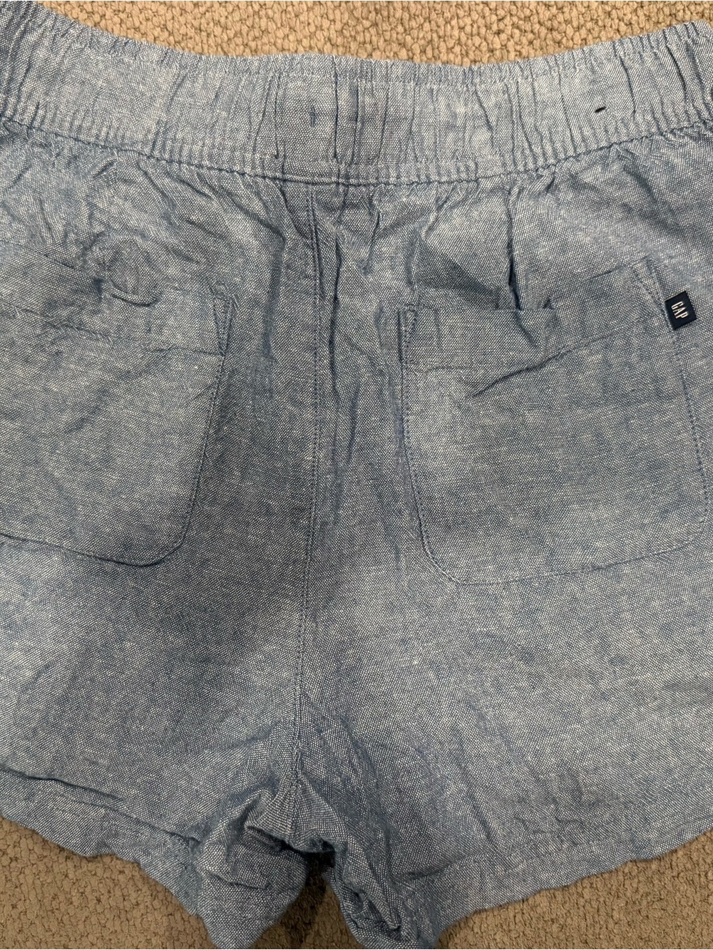 GAP Linen Blend Chambray Drawstring Shorts Women's Medium Blue Casual - Picture 4 of 6